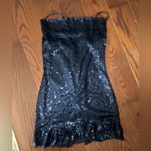 Mini sequin navy blue dress